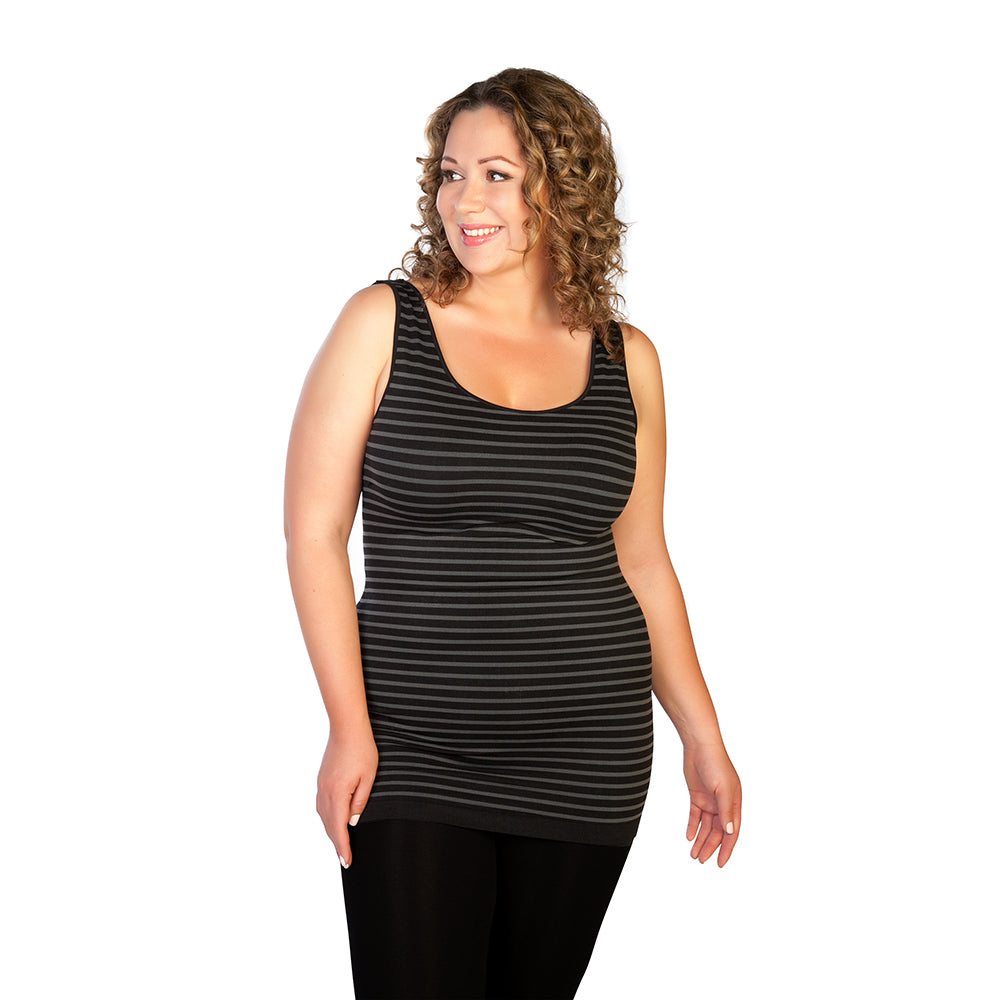 Charcoal Plus Contrasting Stripe Tank Top