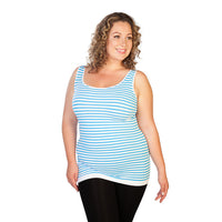 Turquoise Plus Contrasting Stripe Tank Top