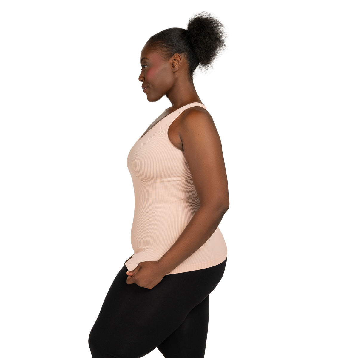 Blossom Plus Soft Ribbed V Neck Tank Top Side