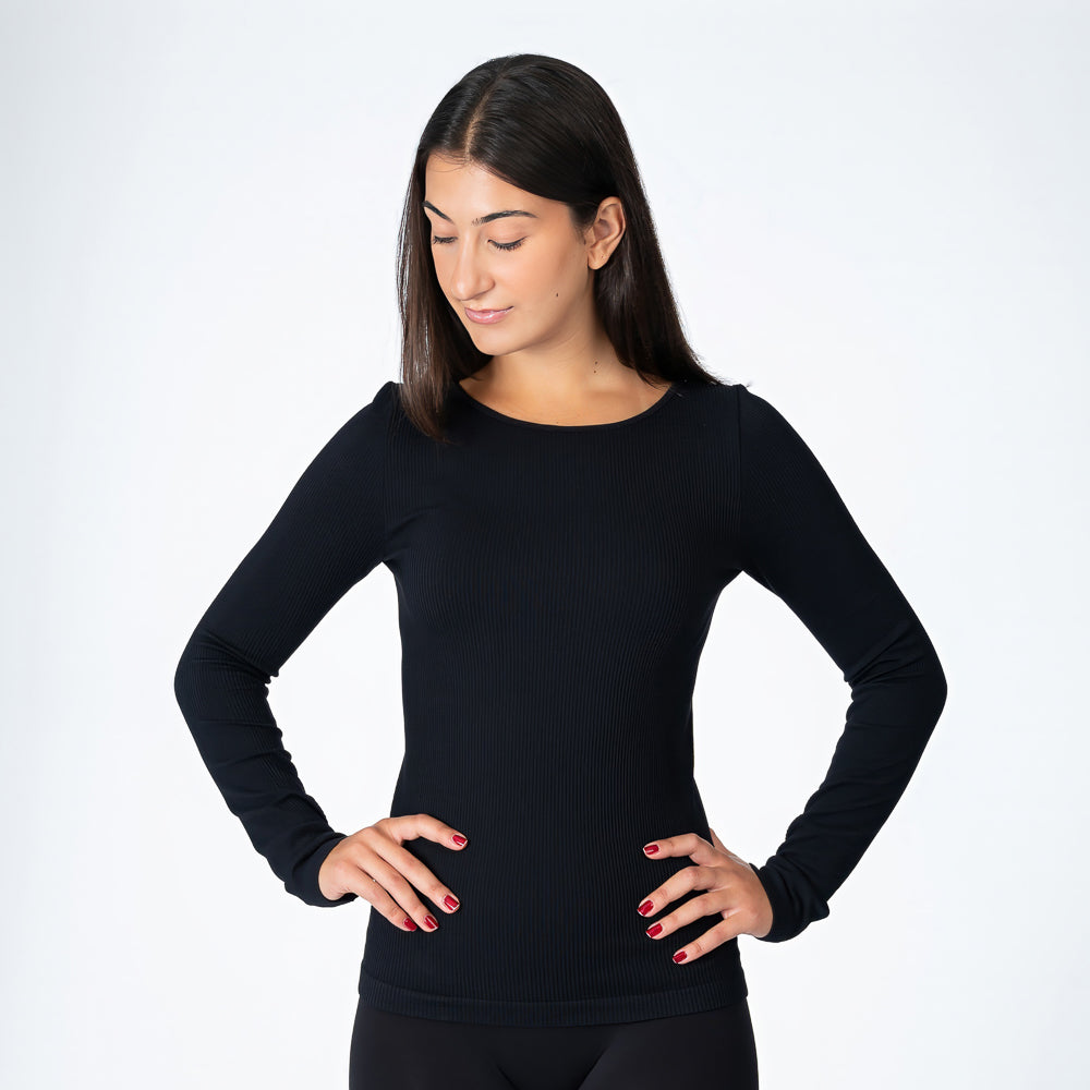 Soft Ribbed Long Sleeve Crew Neck