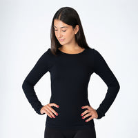 Black Soft Ribbed Long Sleeve Crew Neck Tee