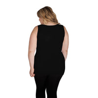 Black Scoop Neck Tank Top with Full Coverage Back Back View