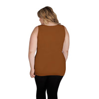 Caramel Scoop Neck Tank Top with Full Coverage Back Back View