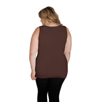 Chocolate Scoop Neck Tank Top with Full Coverage Back Back View