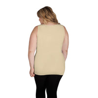 Ivory Scoop Neck Tank Top with Full Coverage Back Back View