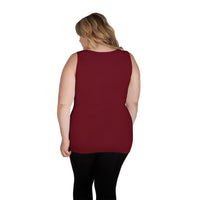 Merlot Scoop Neck Tank Top with Full Coverage Back Back View