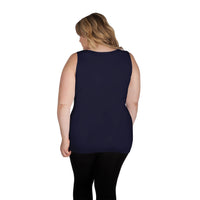 Navy Scoop Neck Tank Top with Full Coverage Back Back View