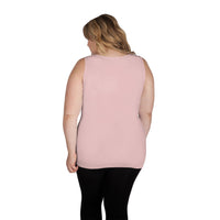 Pale Pink Scoop Neck Tank Top with Full Coverage Back Back View