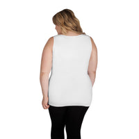 White Scoop Neck Tank Top with Full Coverage Back Back View