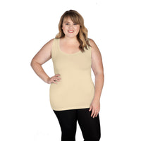 Ivory Scoop Neck Tank Top with Full Coverage Back