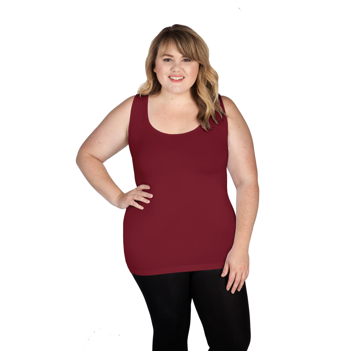 Merlot Scoop Neck Tank Top with Full Coverage Back