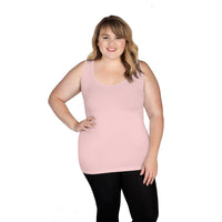 Pale Pink Scoop Neck Tank Top with Full Coverage Back