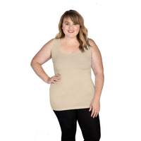 Toasted Almond Scoop Neck Tank Top with Full Coverage Back