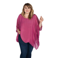 Three Quarter Sleeve Solid Silk Top