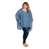 Three Quarter Sleeve Solid Silk Top