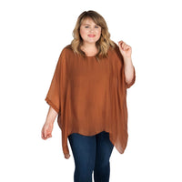 Three Quarter Sleeve Solid Silk Top
