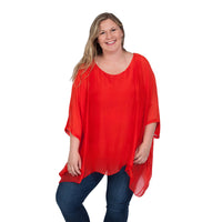 Three Quarter Sleeve Solid Silk Top