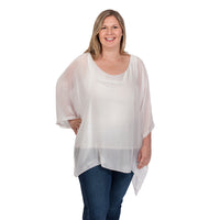 Three Quarter Sleeve Solid Silk Top