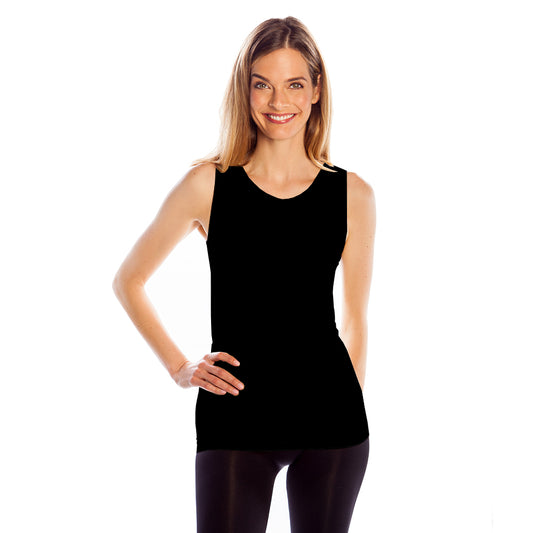 Black Mid Neck Tank Top