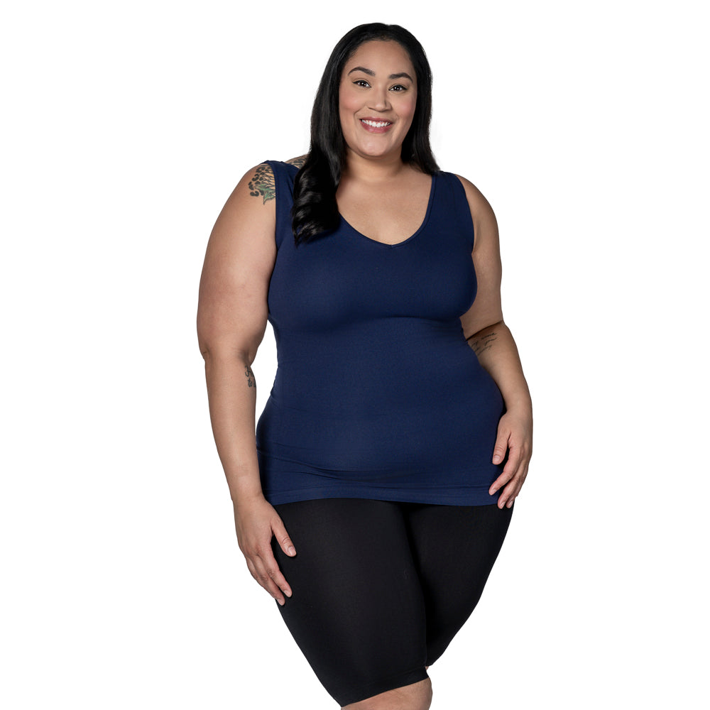 Plus Reversible Scoop to V-Neck Tank Top