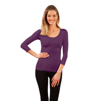 Plum 3/4 Sleeve Scoop Neck Tee
