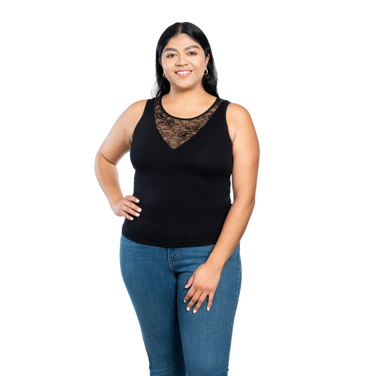 Deep Lace V Neck Tank Top