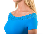 Short Sleeve Lace Boat Neck Top