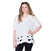 White Laser Cut Knit Top