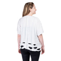 White Laser Cut Knit Top Back