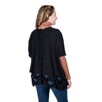 Black Laser Cut Knit Top Back