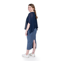 One Size Chiffon Top Navy Side