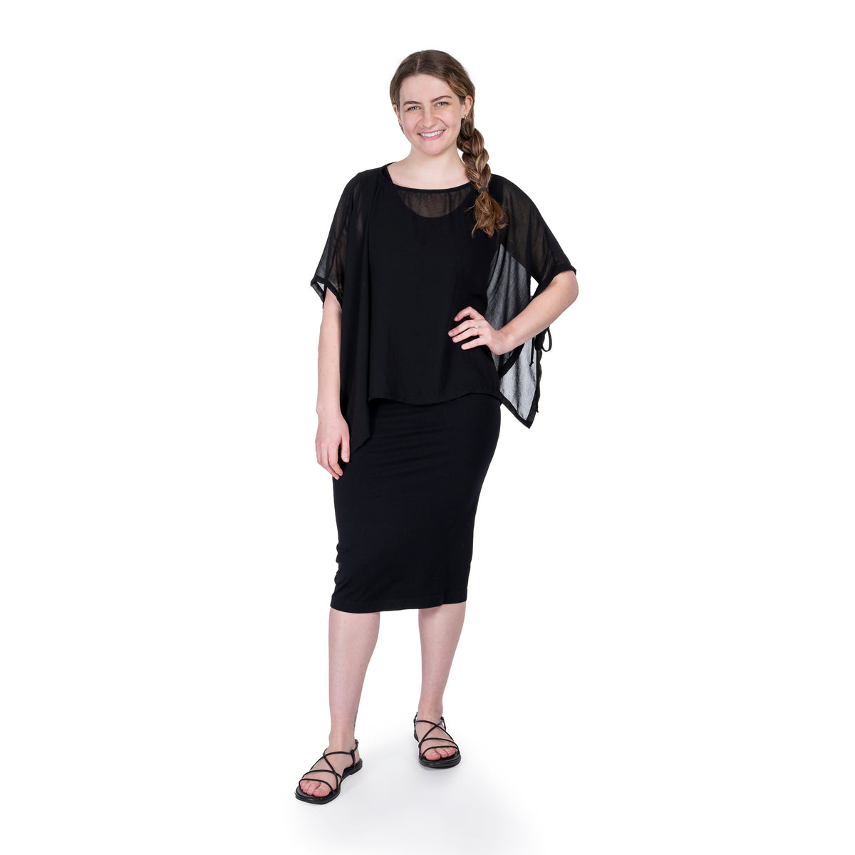 One Size Chiffon Top Black