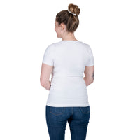 White Short Sleeve Square Neck Tee Back