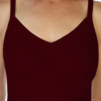 Cranberry Ruched Tank Top Close UP