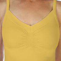Banana Ruched Tank Top Close Up