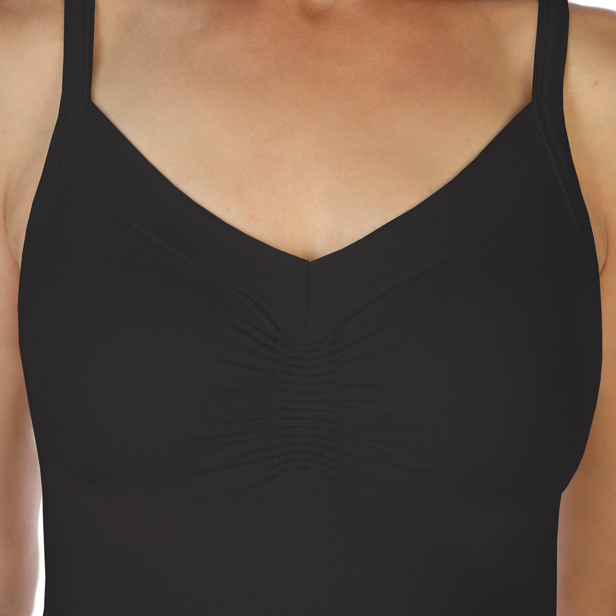 Charcoal Ruched Tank Top Close Up