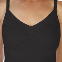 Charcoal Ruched Tank Top Close Up