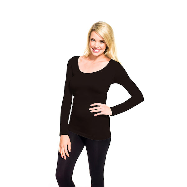 Black Long Sleeve Scoop Tee