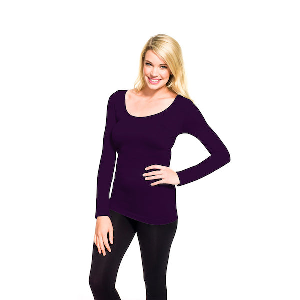 Eggplant Long Sleeve Scoop Tee