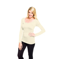 Ivory Long Sleeve Scoop Tee