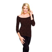 brown leopard 3/4 sleeve scoop neck