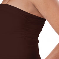 Dark Brown Tube Top with Shelf Bra Close Up