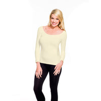Ivory 3/4 Scoop Neck Tee