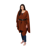 Rust Reversible Wrap with belt and jeans