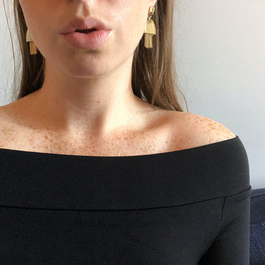 Black Boat Neck Top Close Up