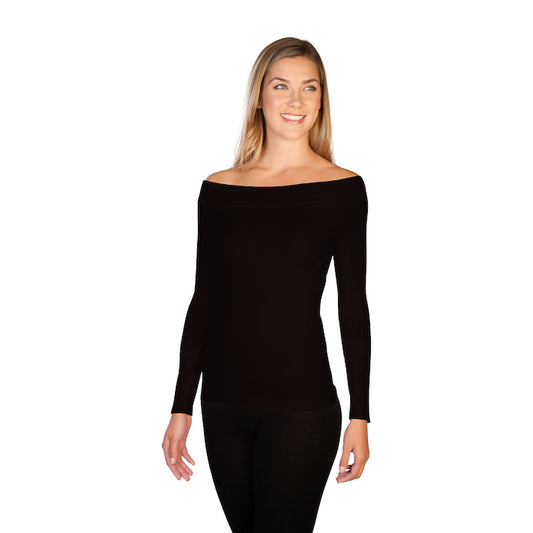 Black Boat Neck Top