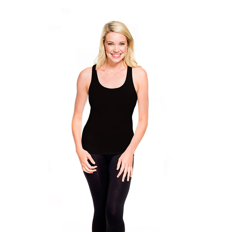 Black Ribbed Racerbank tanktop Front