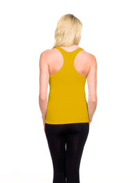 Mustard Ribbed Racerback Tank Top Back