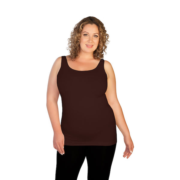 Dark Brown Plus Basic Tank Top 