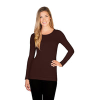 Dark Brown Long Sleeve Crew Neck Tee